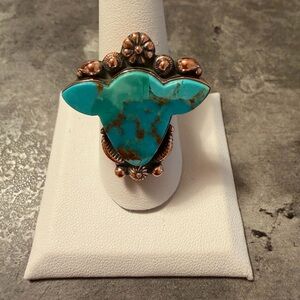 Copper Navajo Turquoise Copper Ring- Size 9